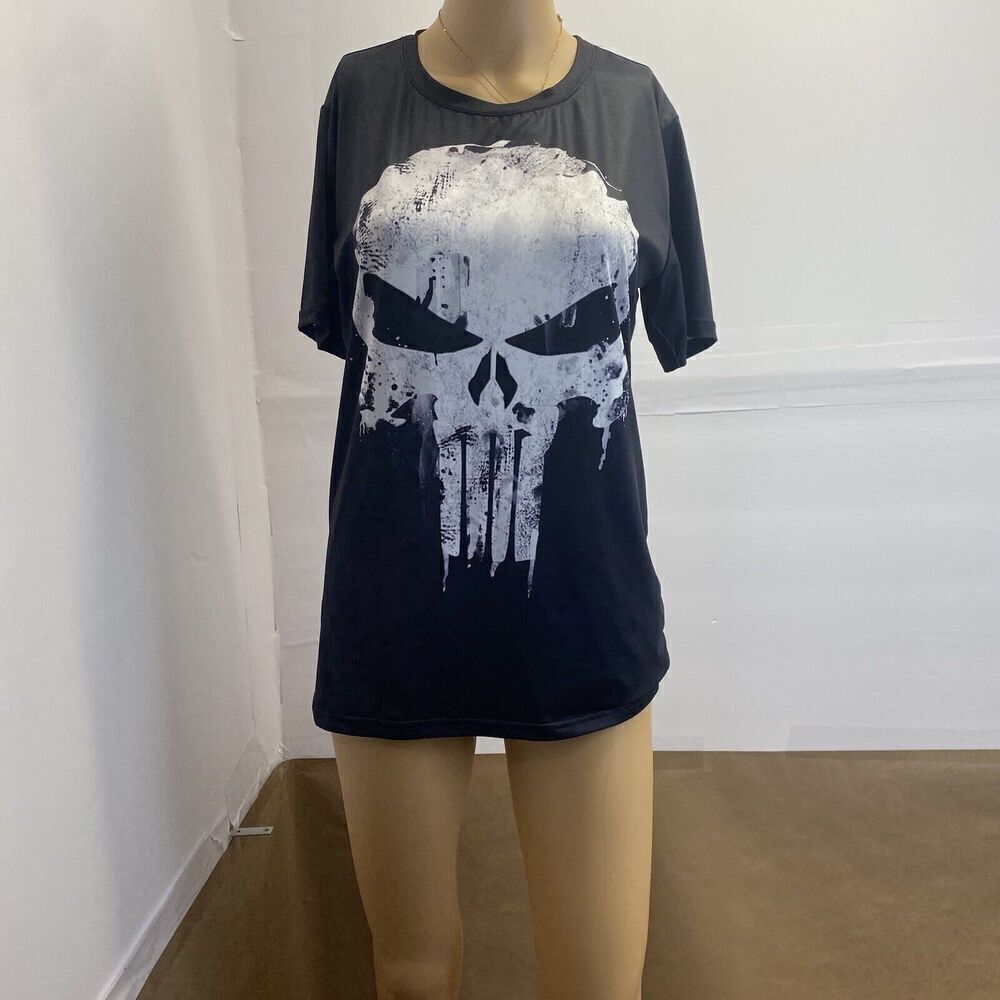 Punisher T Shirt Super Hero Skull Comic Cool Tee Unisex Adult Size L Black